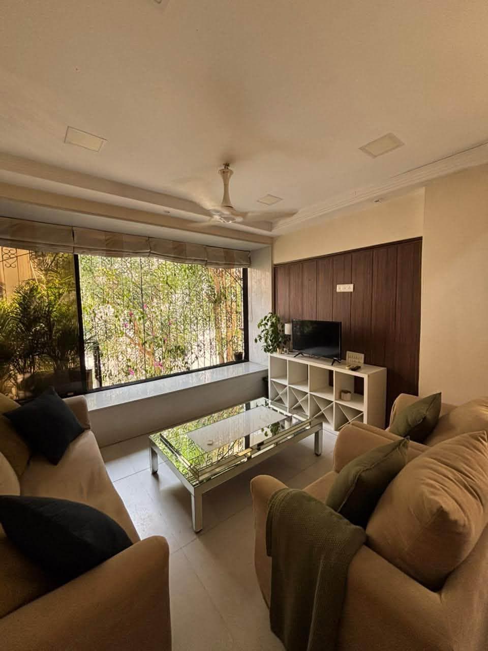 Bright living room with large window
